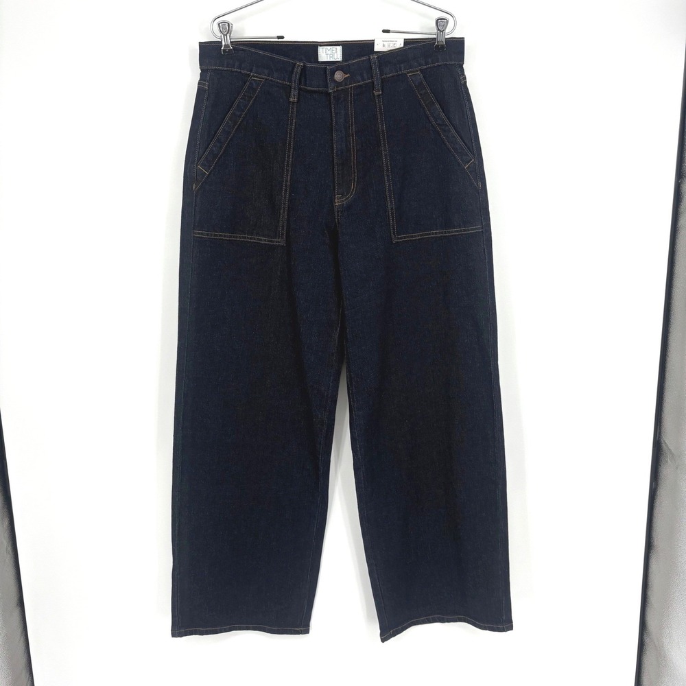 Time and Tru Utility Trouser Women 12 Rinse Wash Wide Leg Relaxed Fit Jeans NEW